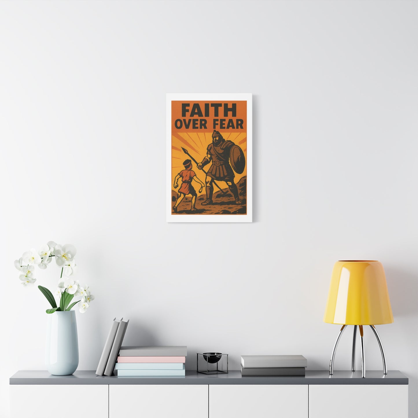David and Goliath Wall Art | Faith Over Fear Christian Poster.
