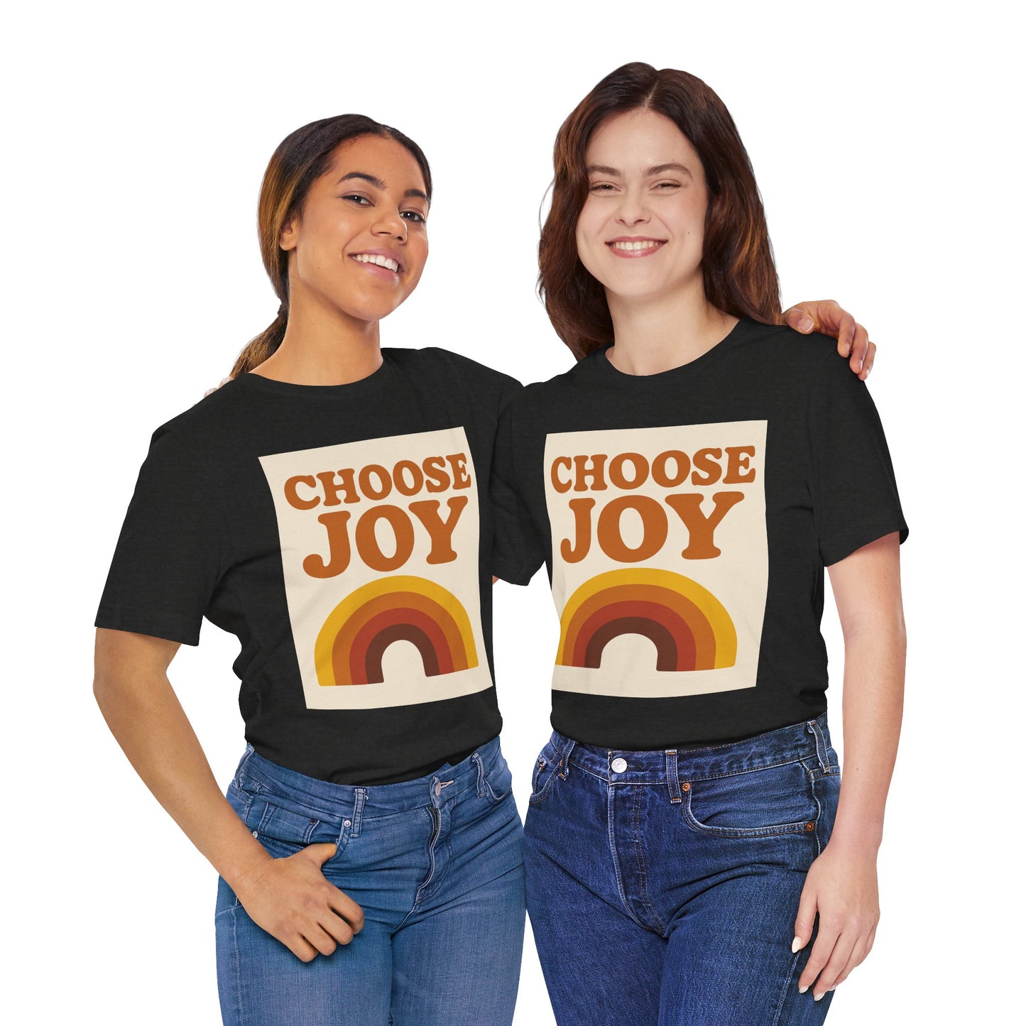 Retro Rainbow Choose Joy Tee, Unisex T-Shirt, Positive Vibes Shirt, Gift for Her, Summer Clothing, Joyful Apparel