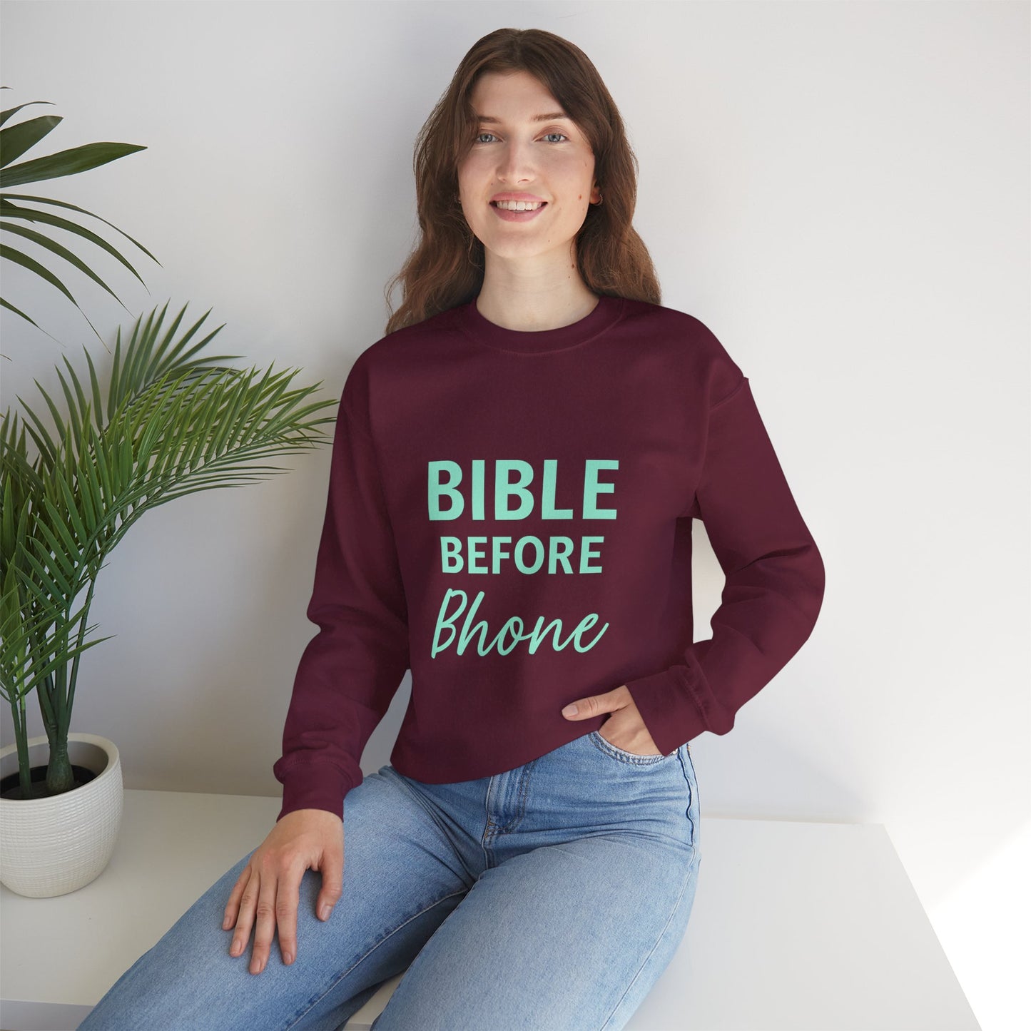 “Bible Before Phone Unisex Christian Sweatshirt”