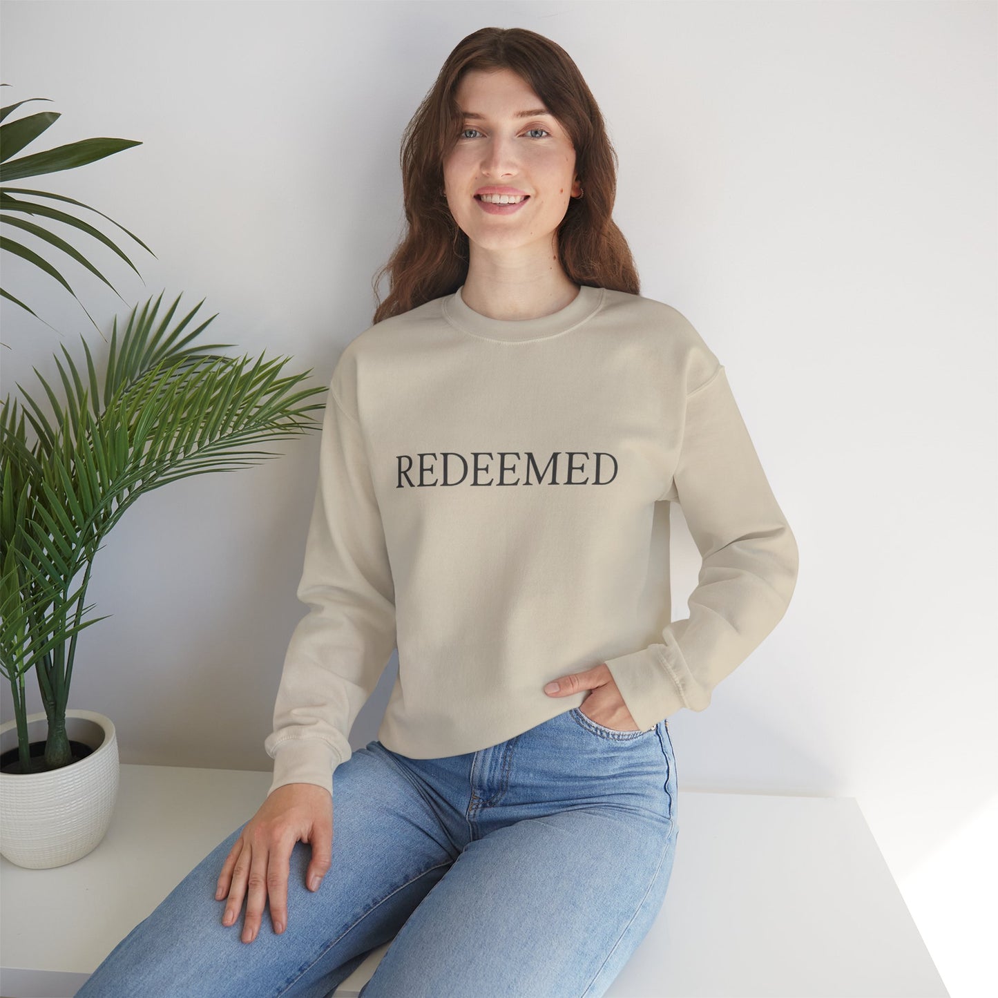 Redeemed Unisex Heavy Blend Crewneck Sweatshirt | Faith Apparel