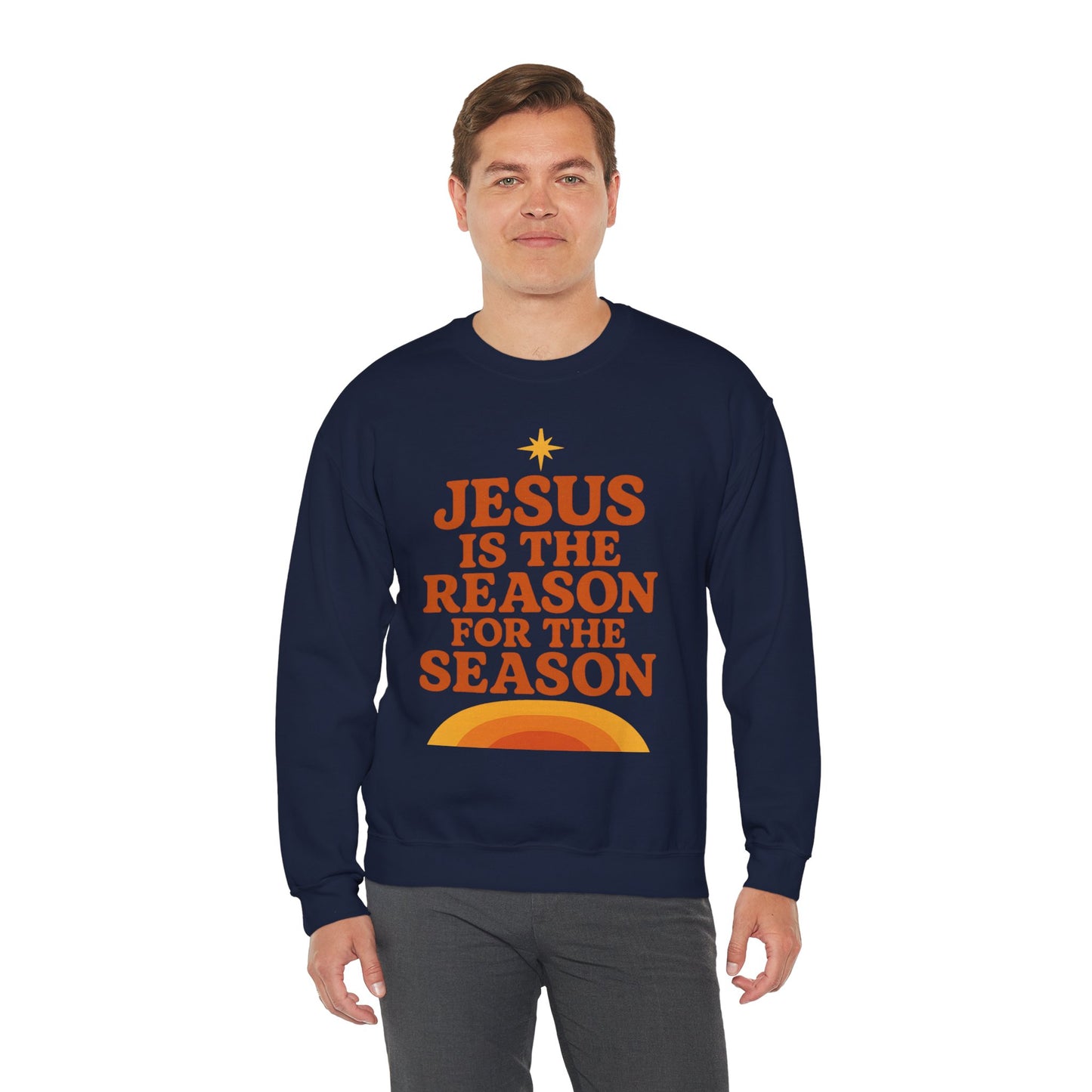 Jesus Is the Reason for the Season – Retro Unisex Christian Christmas Sweatshirt