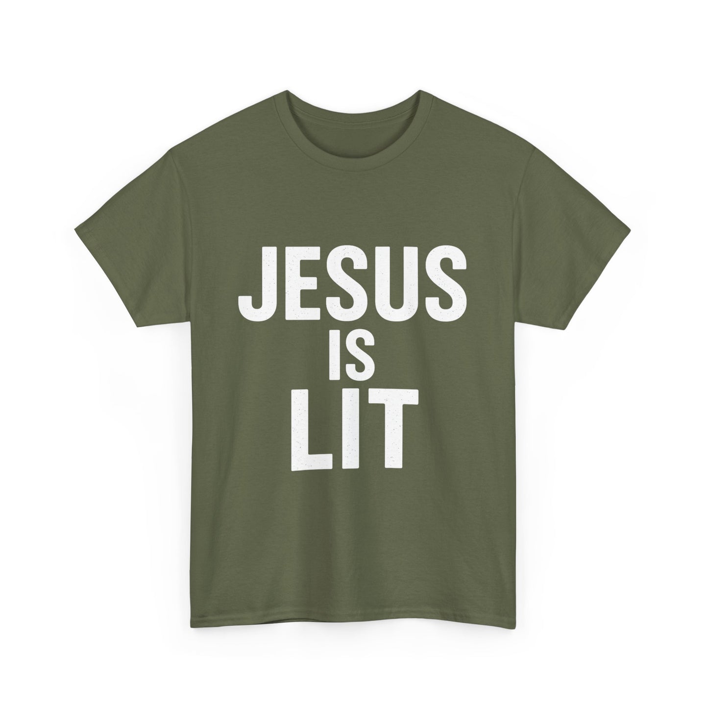 Jesus Is Lit Heavy Cotton Tee | Bold Christian Streetwear