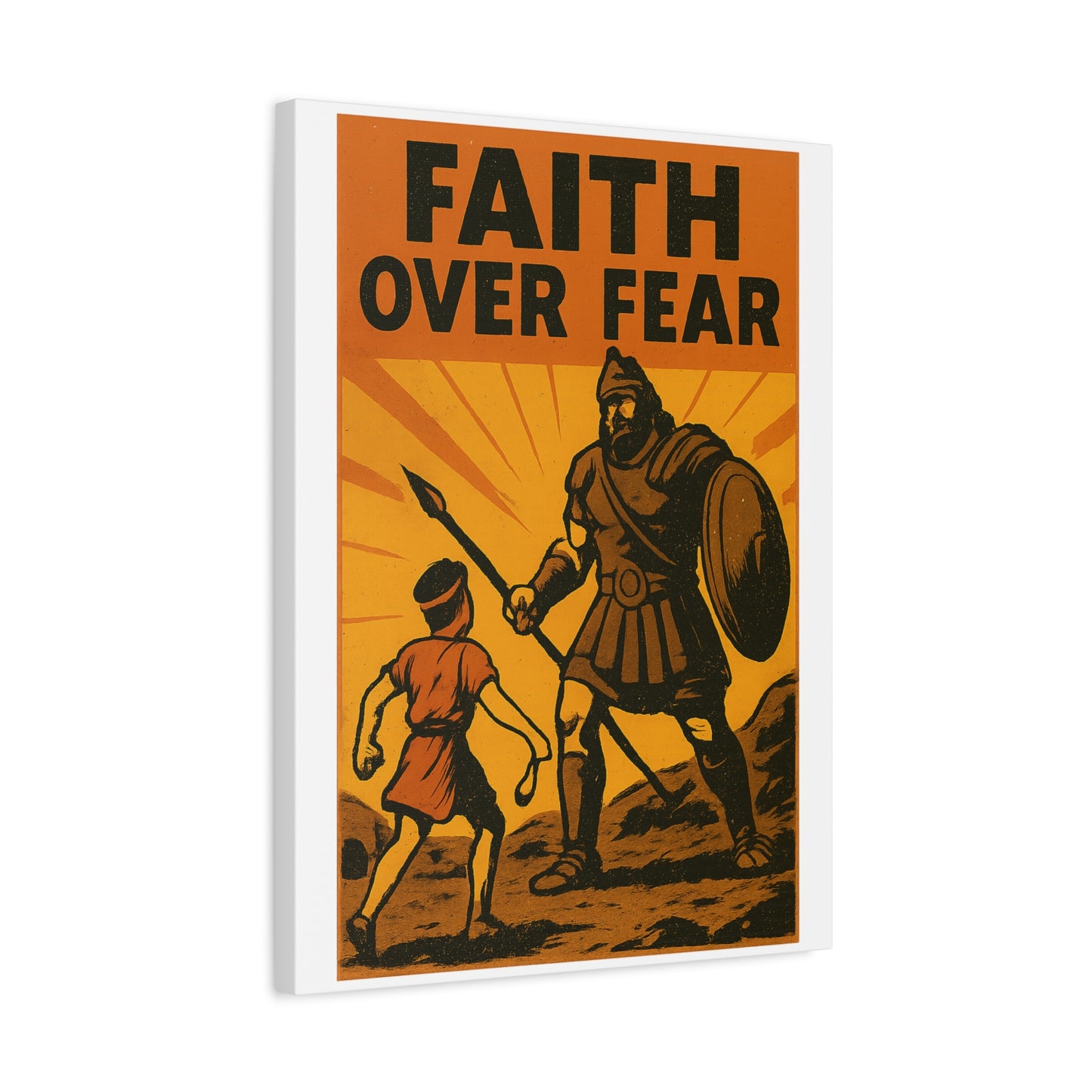 David and Goliath Wall Art | Faith Over Fear Christian Poster.