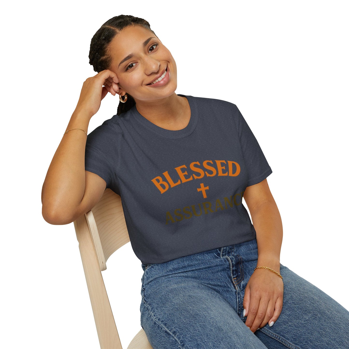 Blessed Assurance Christian T-Shirt – Softstyle Hymn-Inspired Faith Tee for Women & Men.