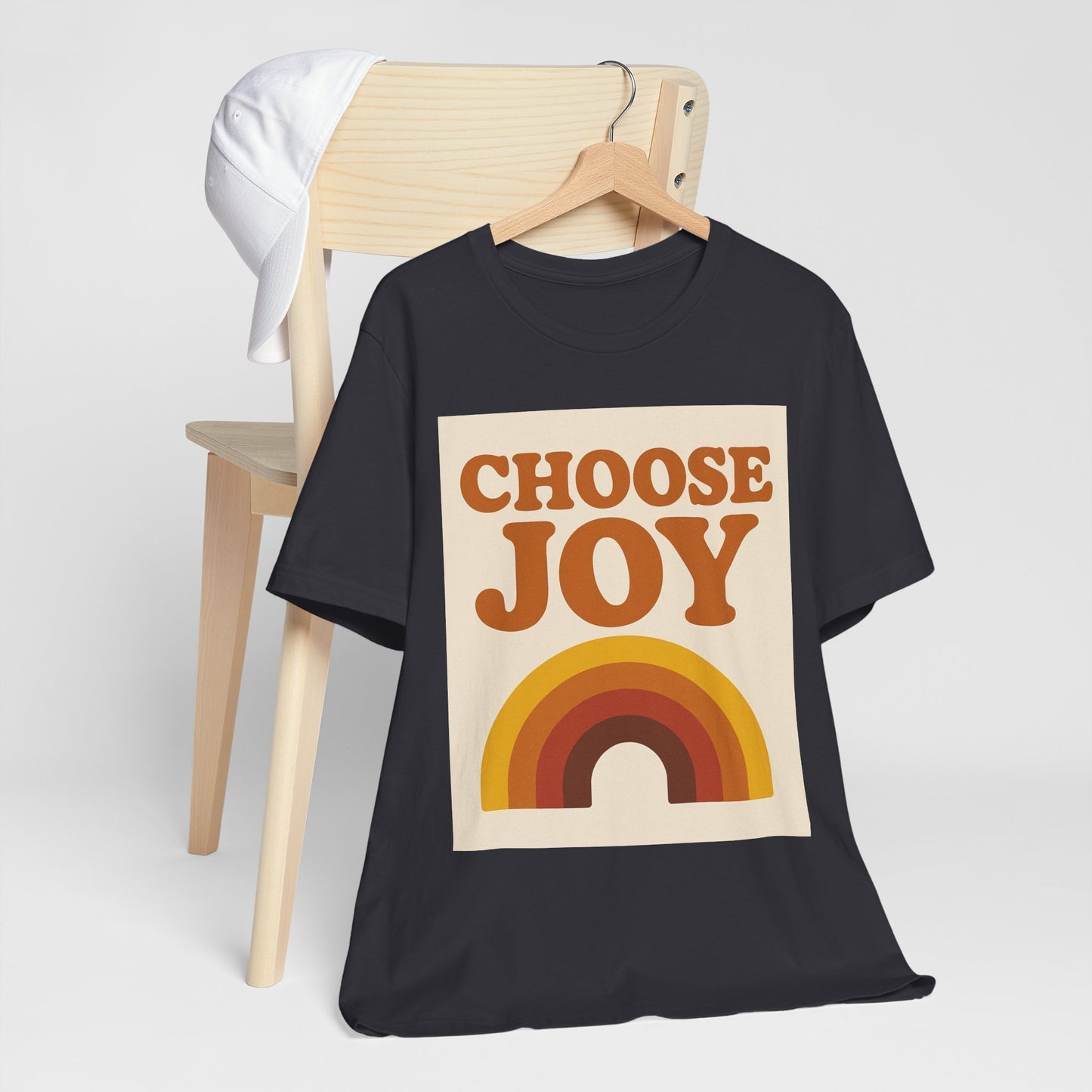 Retro Rainbow Choose Joy Tee, Unisex T-Shirt, Positive Vibes Shirt, Gift for Her, Summer Clothing, Joyful Apparel