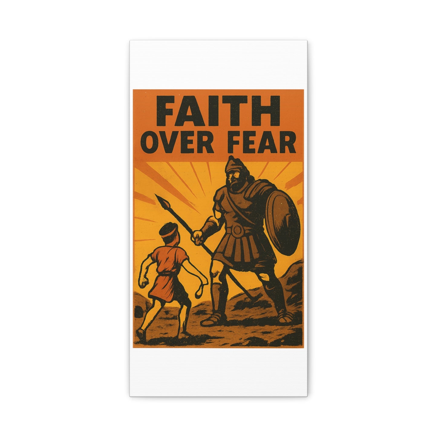 David and Goliath Wall Art | Faith Over Fear Christian Poster.