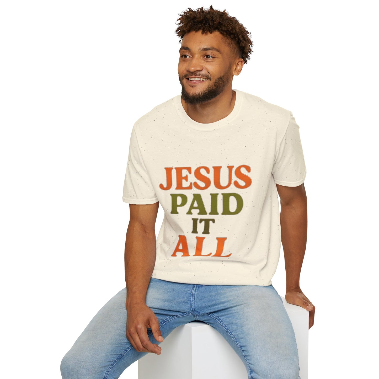 Jesus Paid It All Christian T-Shirt – Softstyle Hymn-Inspired Faith Tee for Women & Men.