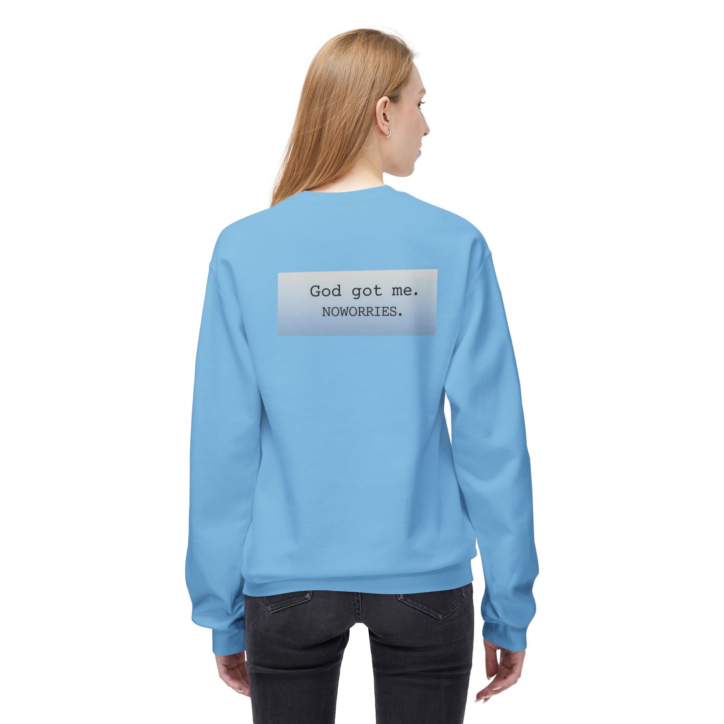 Cozy Inspirational Crewneck Sweatshirt with 'God Got Me. No Worries.' Slogan, Gift for Faith Lovers, Relaxed Casual Wear, Spiritual [...]