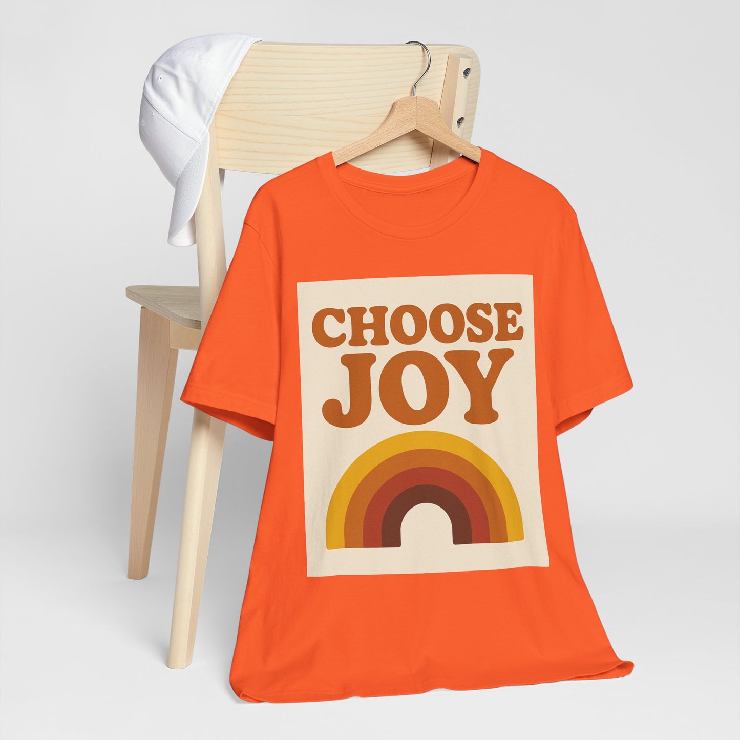 Retro Rainbow Choose Joy Tee, Unisex T-Shirt, Positive Vibes Shirt, Gift for Her, Summer Clothing, Joyful Apparel
