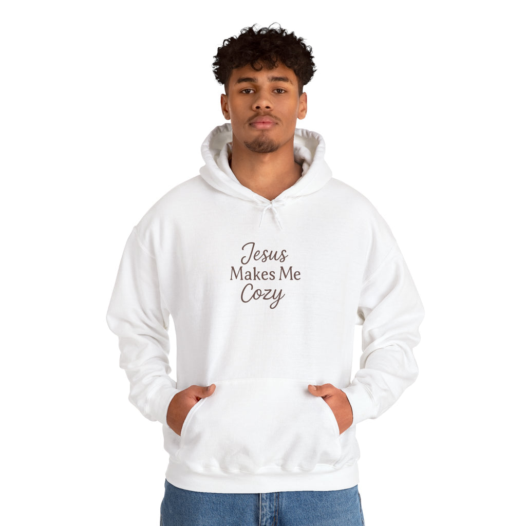Jesus Makes Me Cozy Hooded Sweatshirt | Christian Faith Hoodie | Lexad Designs I Comfort Pullover