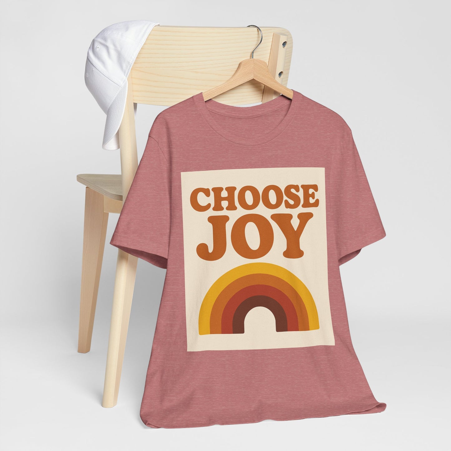 Retro Rainbow Choose Joy Tee, Unisex T-Shirt, Positive Vibes Shirt, Gift for Her, Summer Clothing, Joyful Apparel