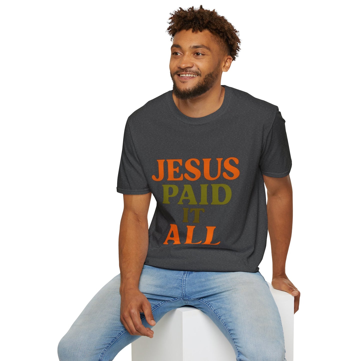 Jesus Paid It All Christian T-Shirt – Softstyle Hymn-Inspired Faith Tee for Women & Men.