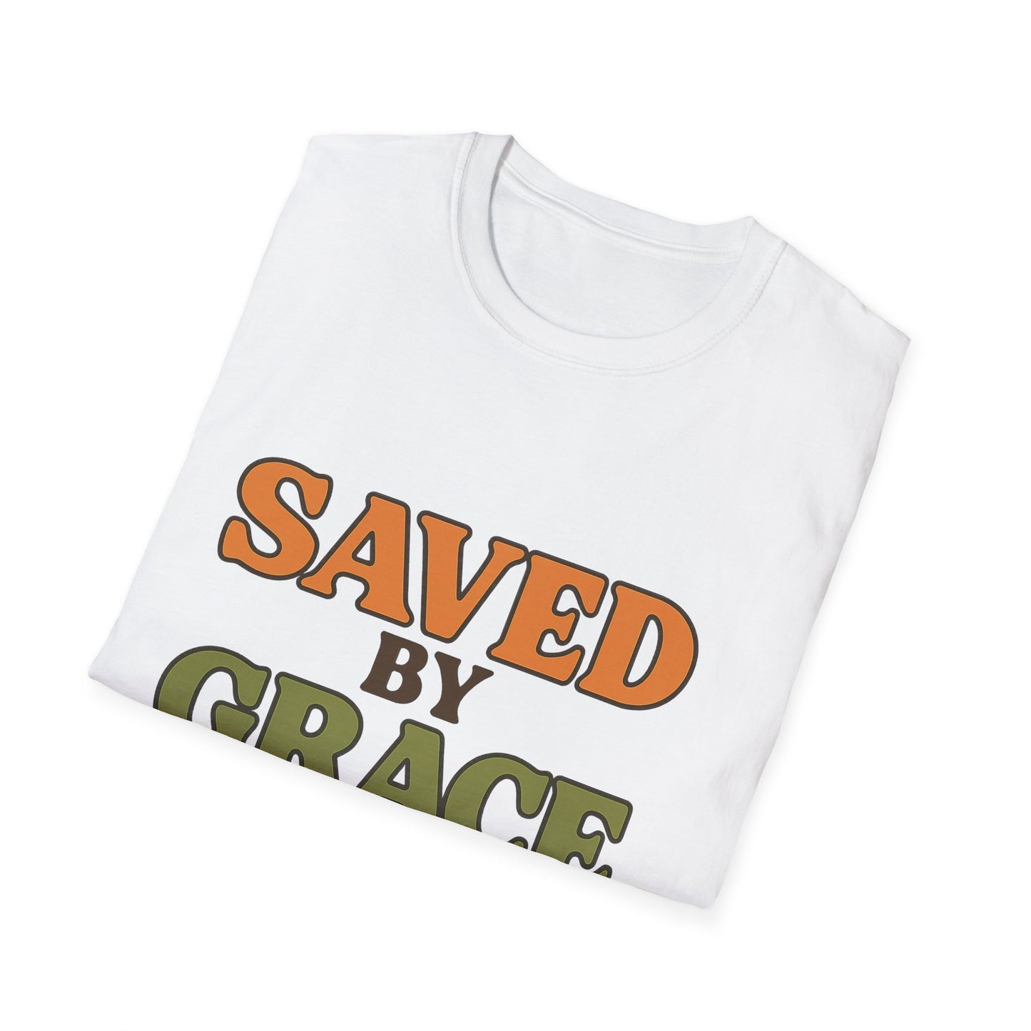 Saved by Grace Christian T-Shirt – Softstyle Faith Tee for Women & Men.