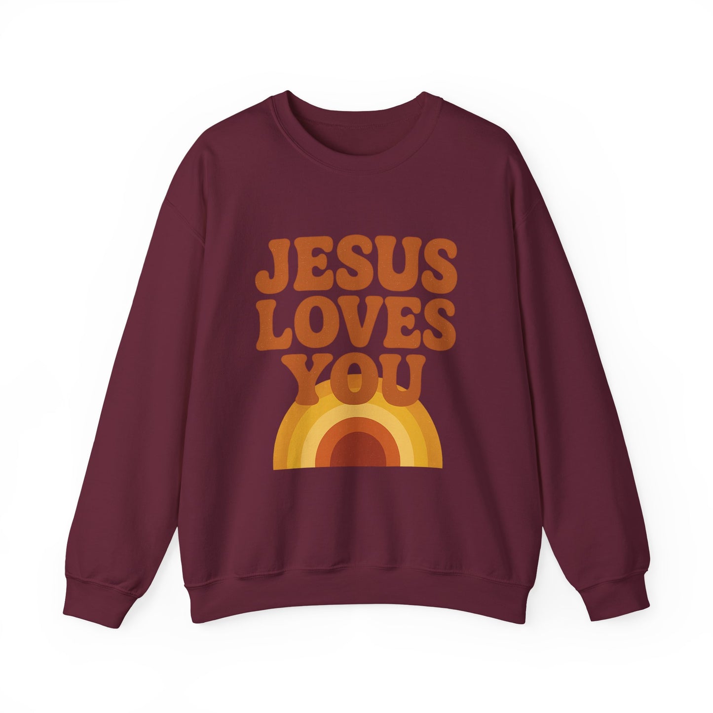 Retro Jesus Loves You Sweatshirt, Cozy Christian Apparel, Unisex Crewneck, Faith-Based Gift, Perfect for Church Events, Casual Wear