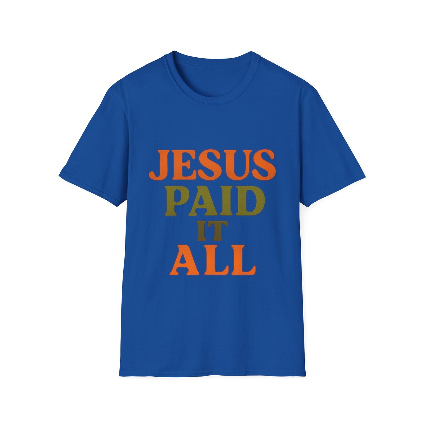 Jesus Paid It All Christian T-Shirt – Softstyle Hymn-Inspired Faith Tee for Women & Men.