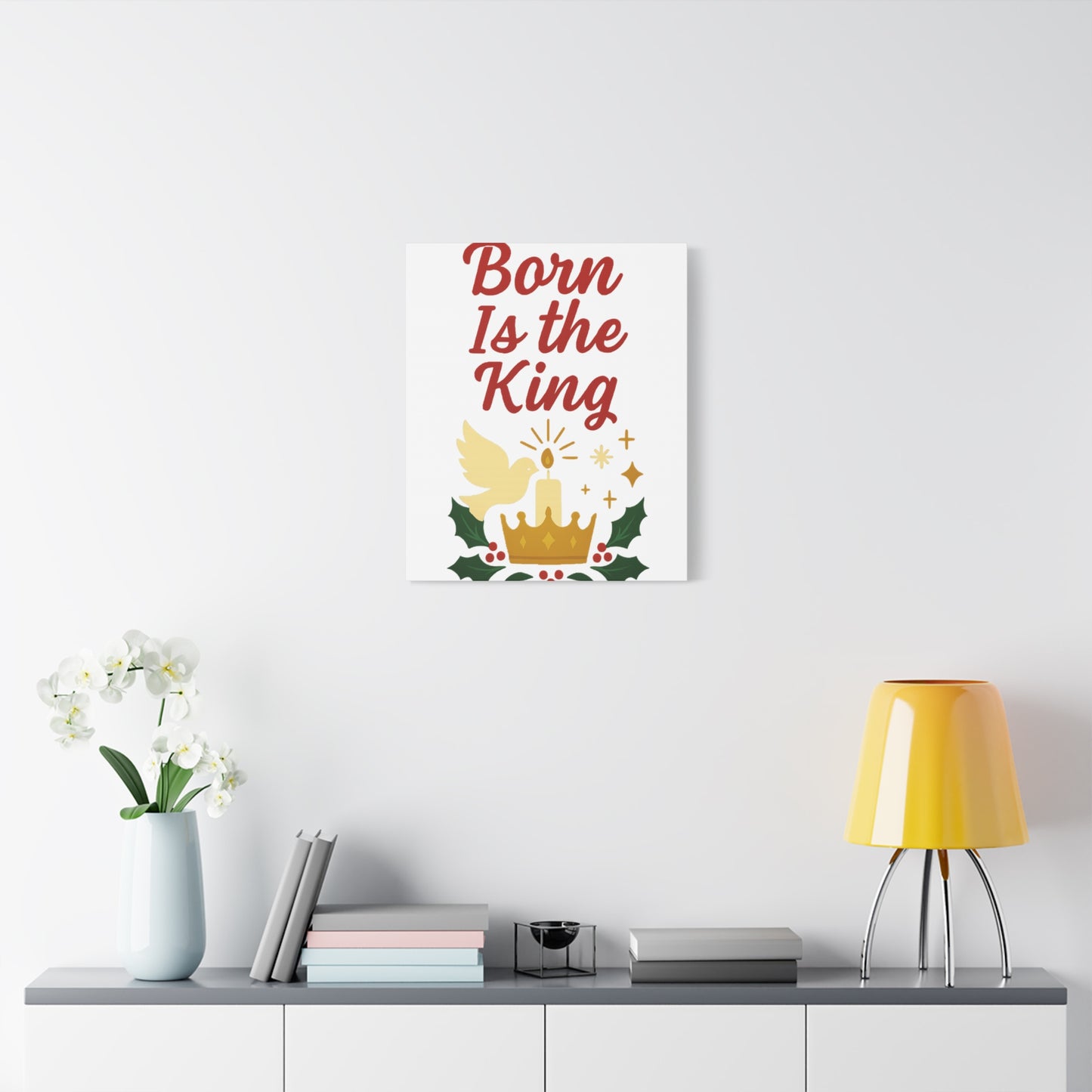 Born Is the King – Christian Christmas Canvas Wall Art for Holiday Decor.