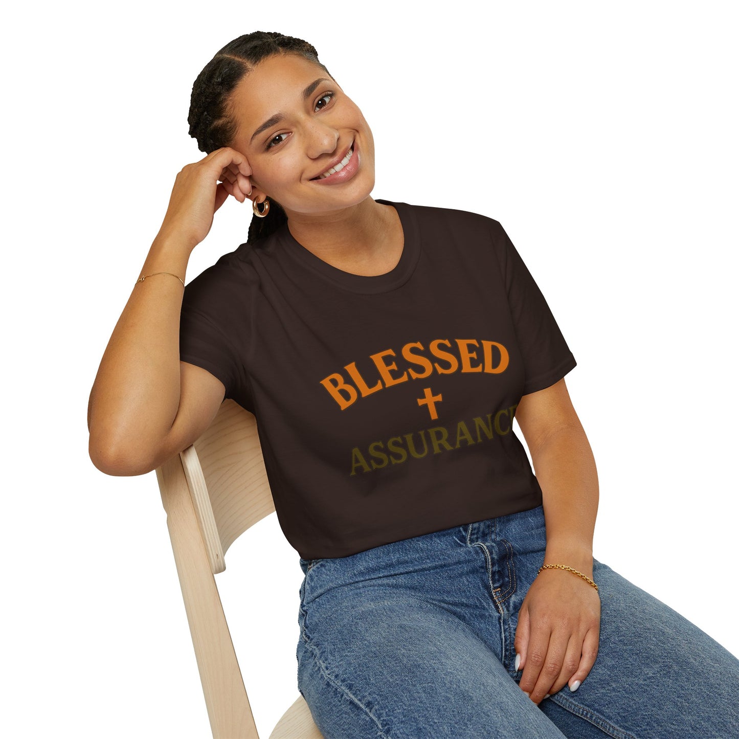 Blessed Assurance Christian T-Shirt – Softstyle Hymn-Inspired Faith Tee for Women & Men.