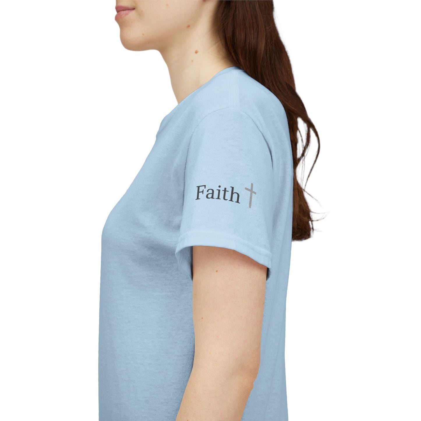 Faith Christian Heavy Cotton Tee with Cross Symbol – Unisex Inspirational T-Shirt