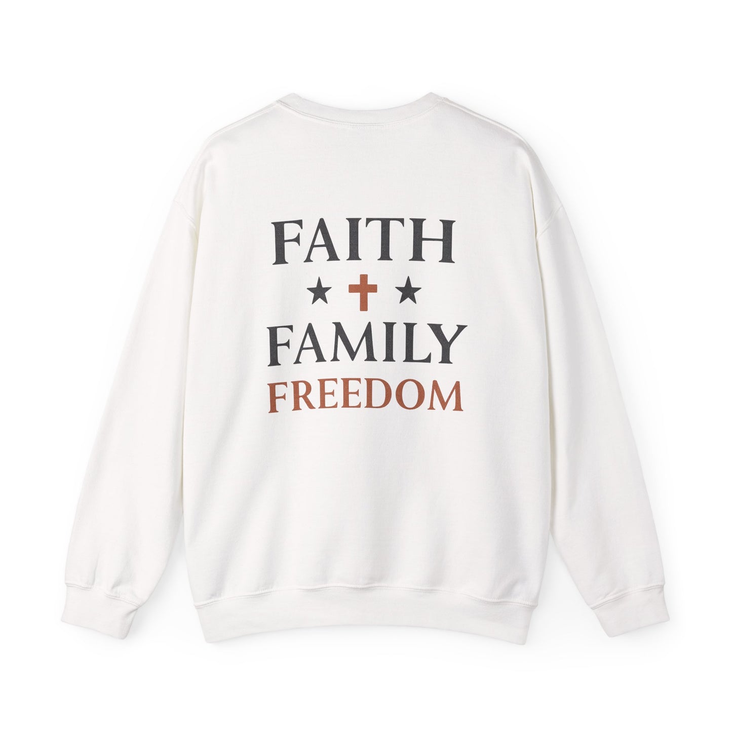 Faith Family Freedom Sweatshirt, Cozy Unisex Crewneck, Ideal Gift for Holidays, Casual Everyday Wear, Religious Apparel