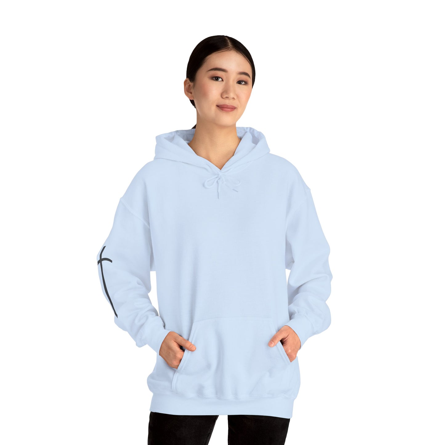 Cross Sleeve Unisex Hoodie | Faith Apparel | Heavy Blend Sweatshirt