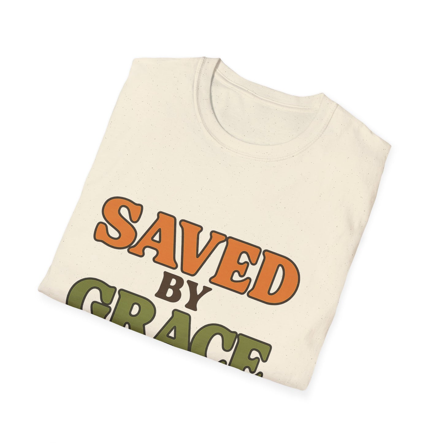 Saved by Grace Christian T-Shirt – Softstyle Faith Tee for Women & Men.
