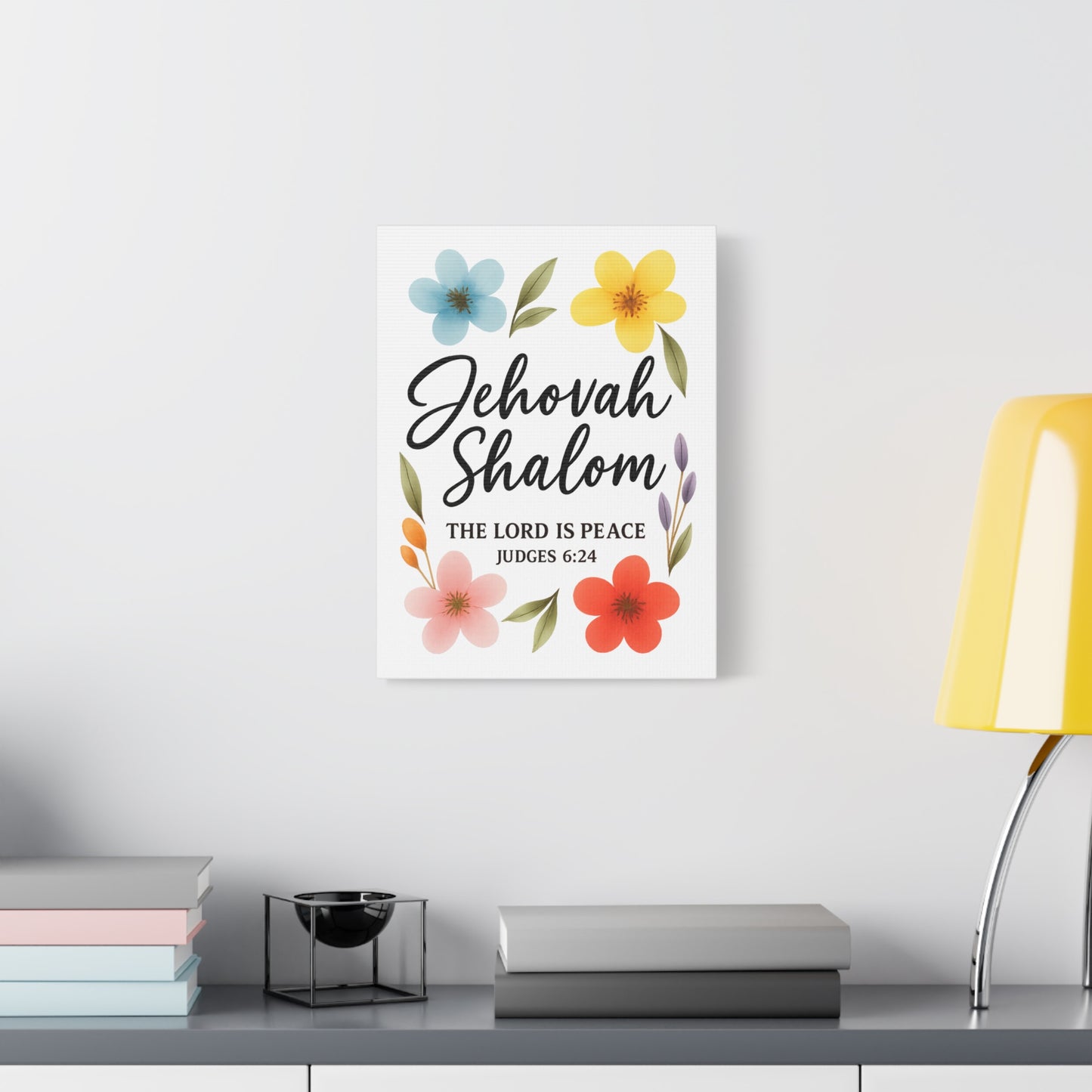 Jehovah Shalom Wall Art – The Lord Is Peace | Judges 6:24 Christian Decor -Matte Canvas, Stretched, 1.25"
