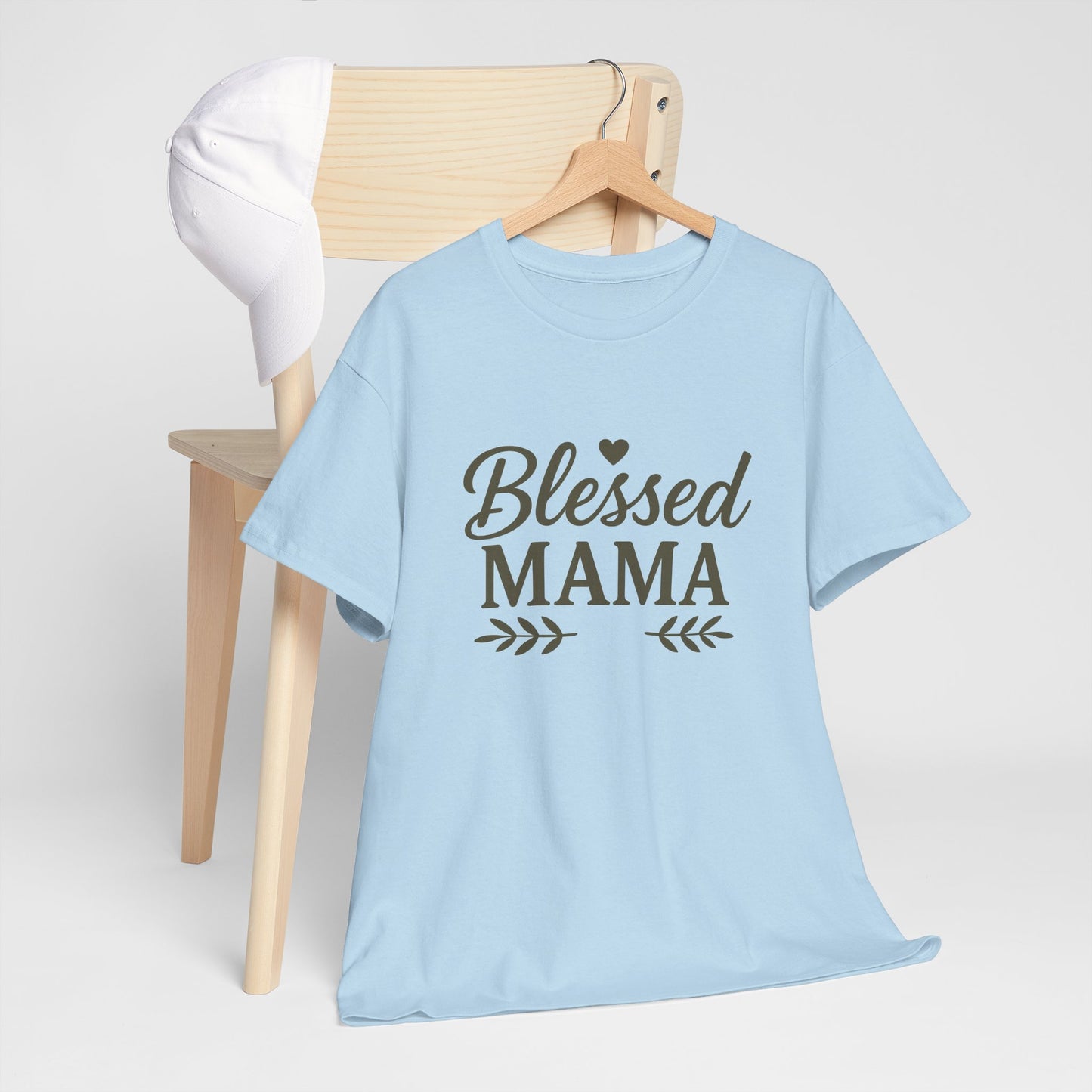 Blessed Mama Heavy Cotton Tee – Christian Faith Shirt for Moms | Soft & Stylish Everyday Wear