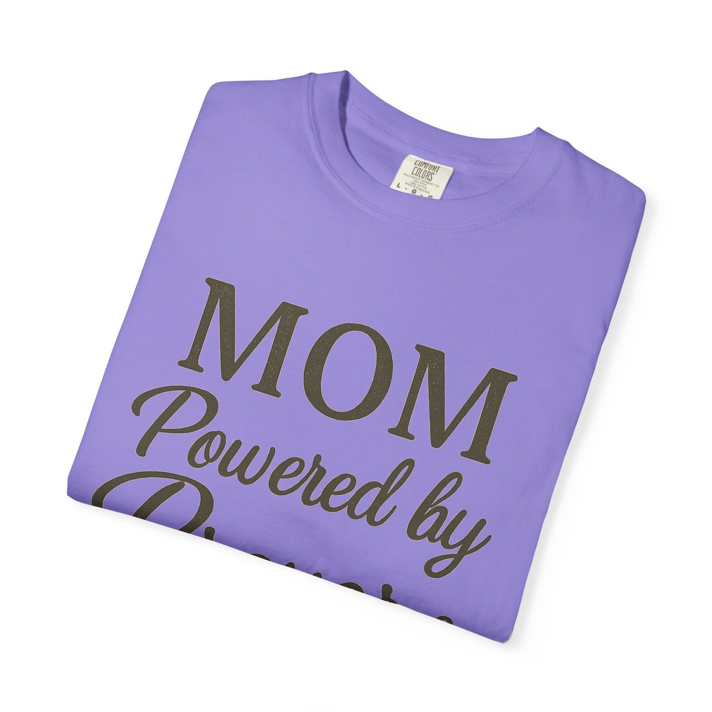 Mom Powered by Prayer & Coffee T-Shirt – Christian Faith Tee for Moms | Bold & Cozy Everyday Wear