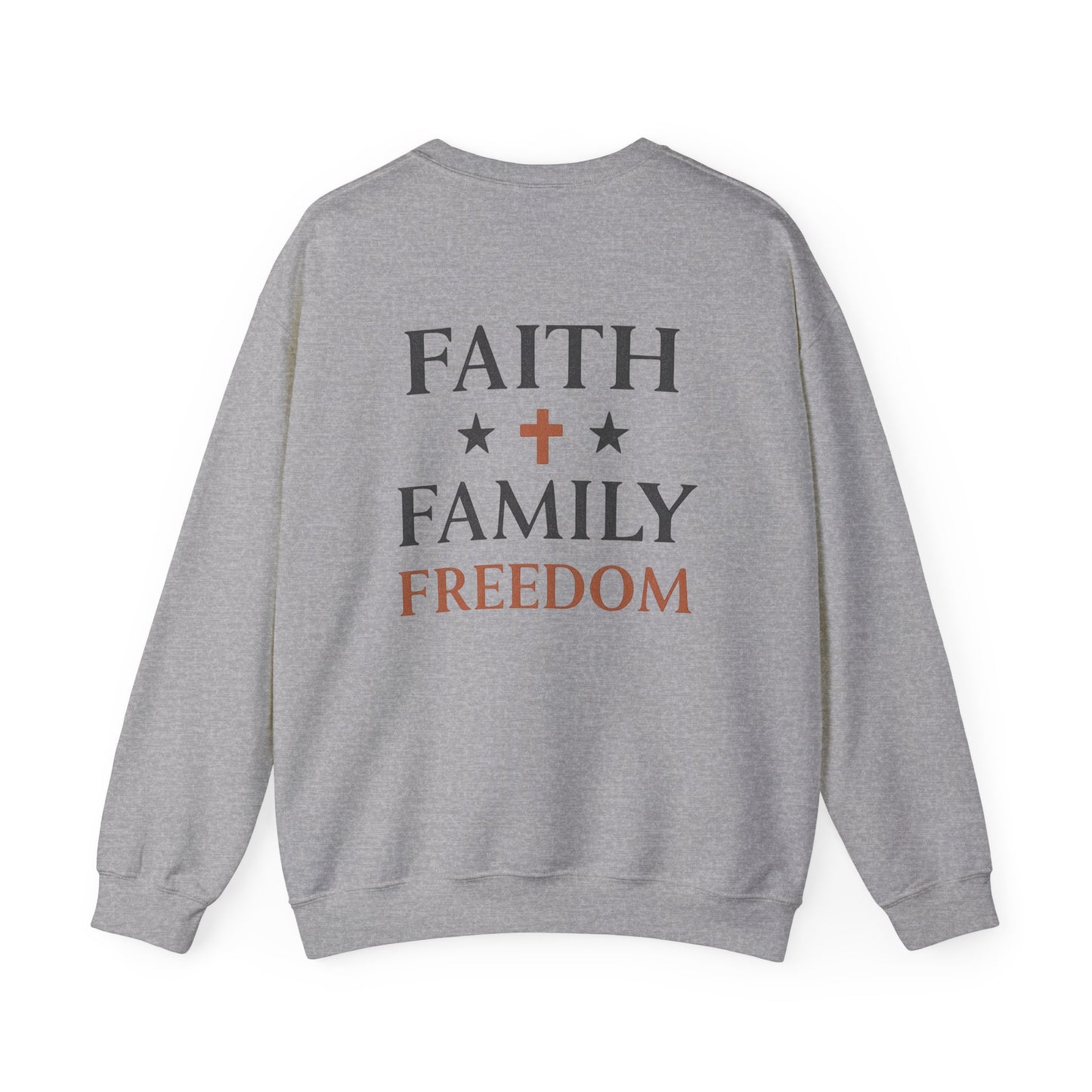 Faith Family Freedom Sweatshirt, Cozy Unisex Crewneck, Ideal Gift for Holidays, Casual Everyday Wear, Religious Apparel