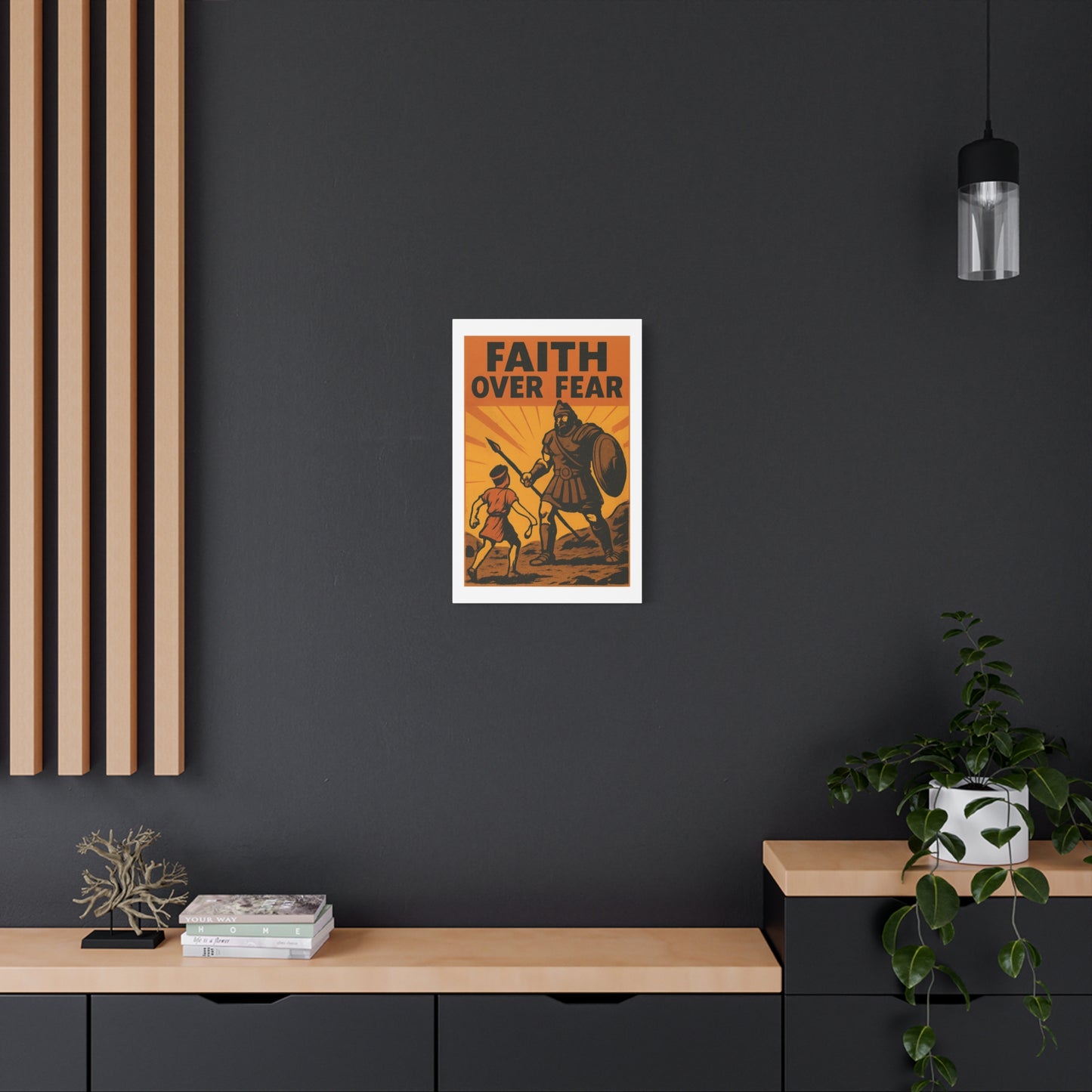 David and Goliath Wall Art | Faith Over Fear Christian Poster.