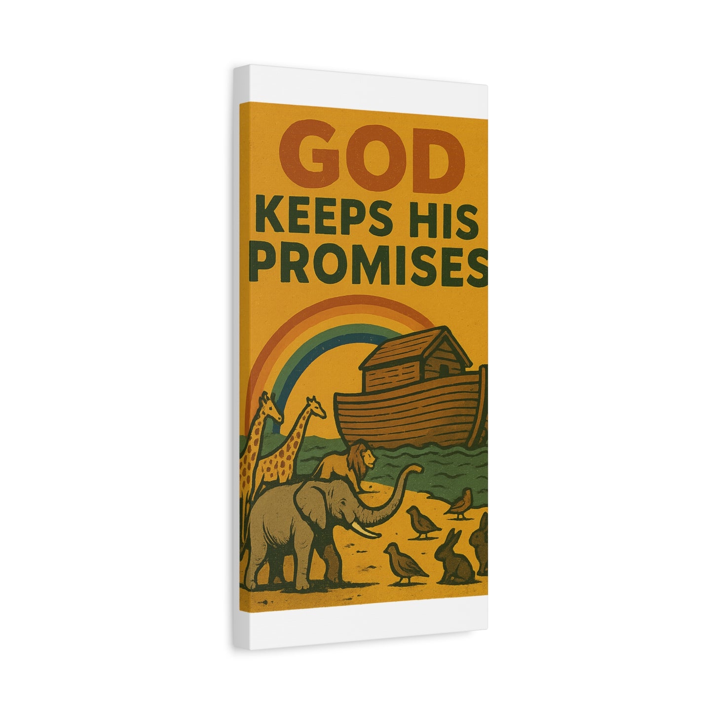 Noah’s Ark Wall Art | God Keeps His Promises Christian Poster – Rainbow Faith Illustration.