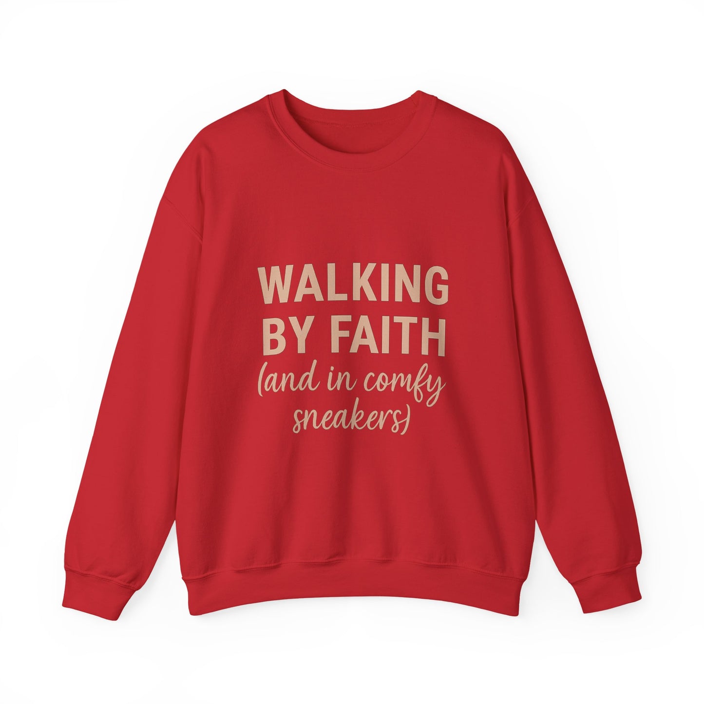 “Walking by Faith (and in Comfy Sneakers) Unisex Christian Sweatshirt”