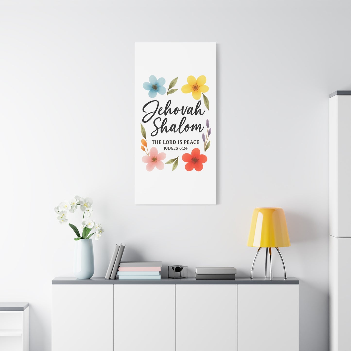 Jehovah Shalom Wall Art – The Lord Is Peace | Judges 6:24 Christian Decor -Matte Canvas, Stretched, 1.25"