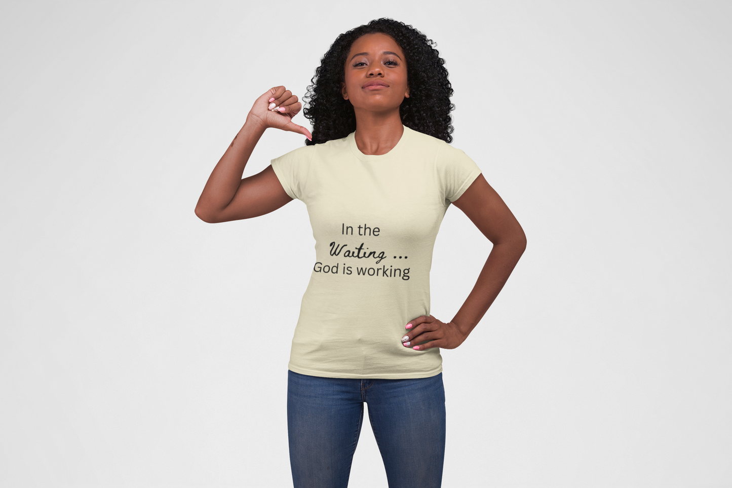 Christian Boyfriend T-Shirt – "In the Waiting God Is Working" Tee