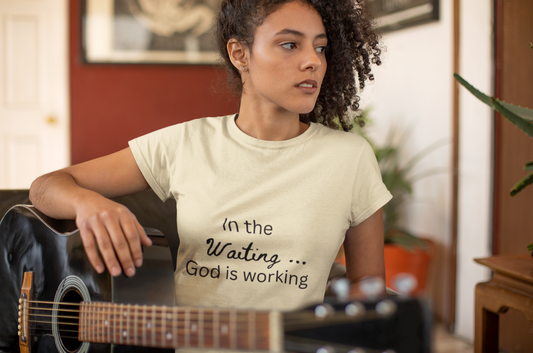 Christian Boyfriend T-Shirt – "In the Waiting God Is Working" Tee