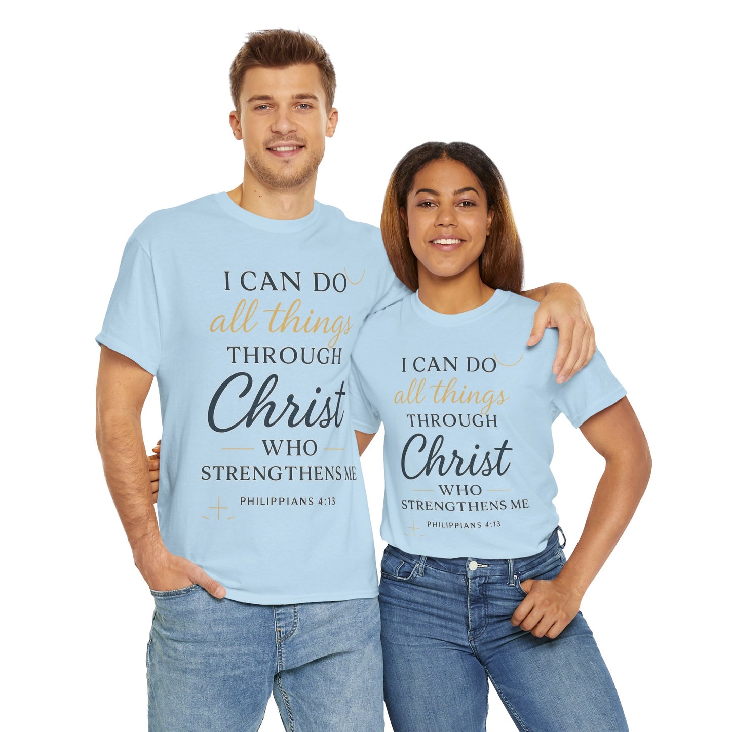 Inspirational Christian T-Shirt, I can do all things through christ -Motivational Quote Tee, Faith-Based Apparel, Bible Verse Shirt, Perfect Gift for Believers