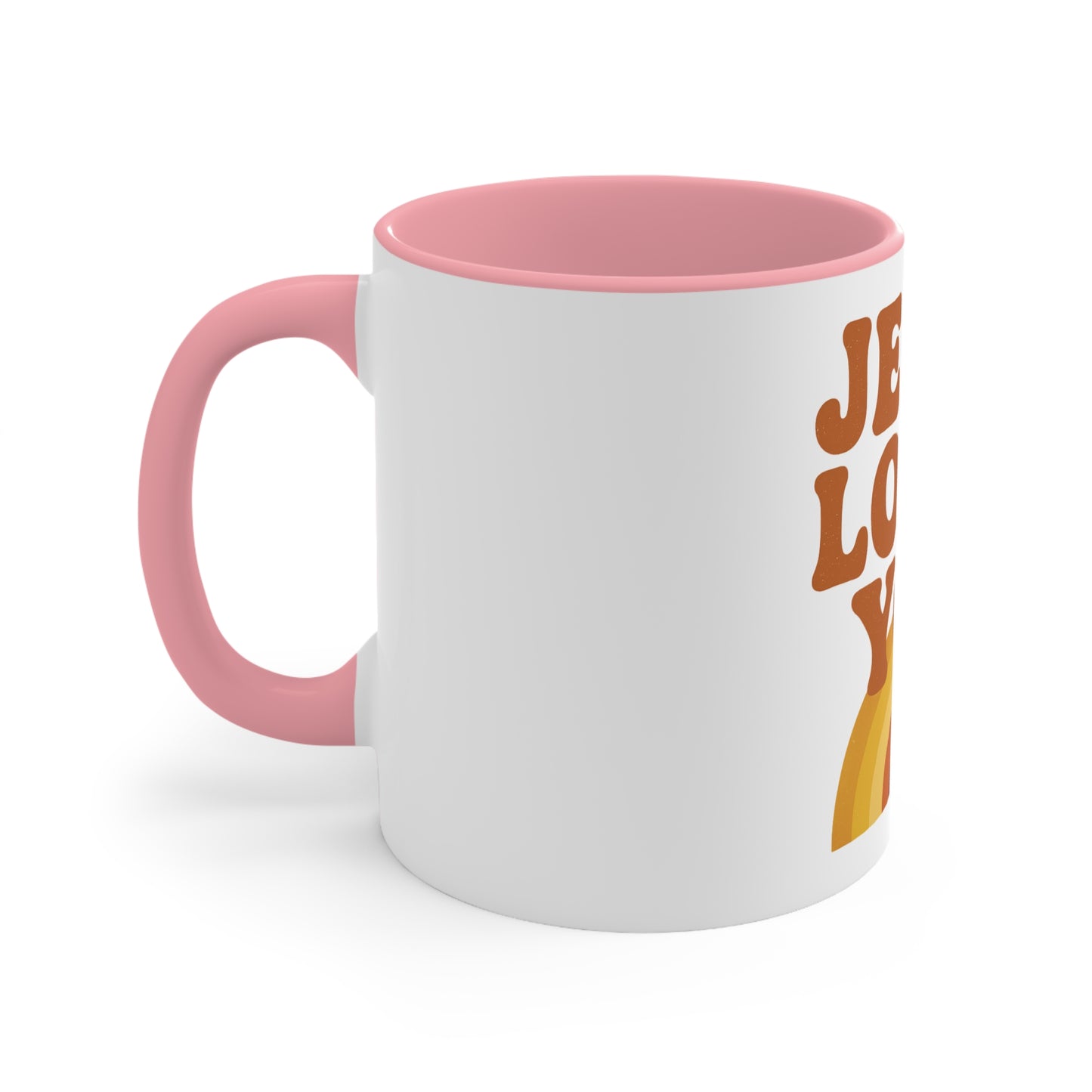 Retro Jesus Loves You Mug - Inspirational Coffee Cup, Gift for Friends, Faith-Based Decor, Christian Gifts, Pastel Pink Accent