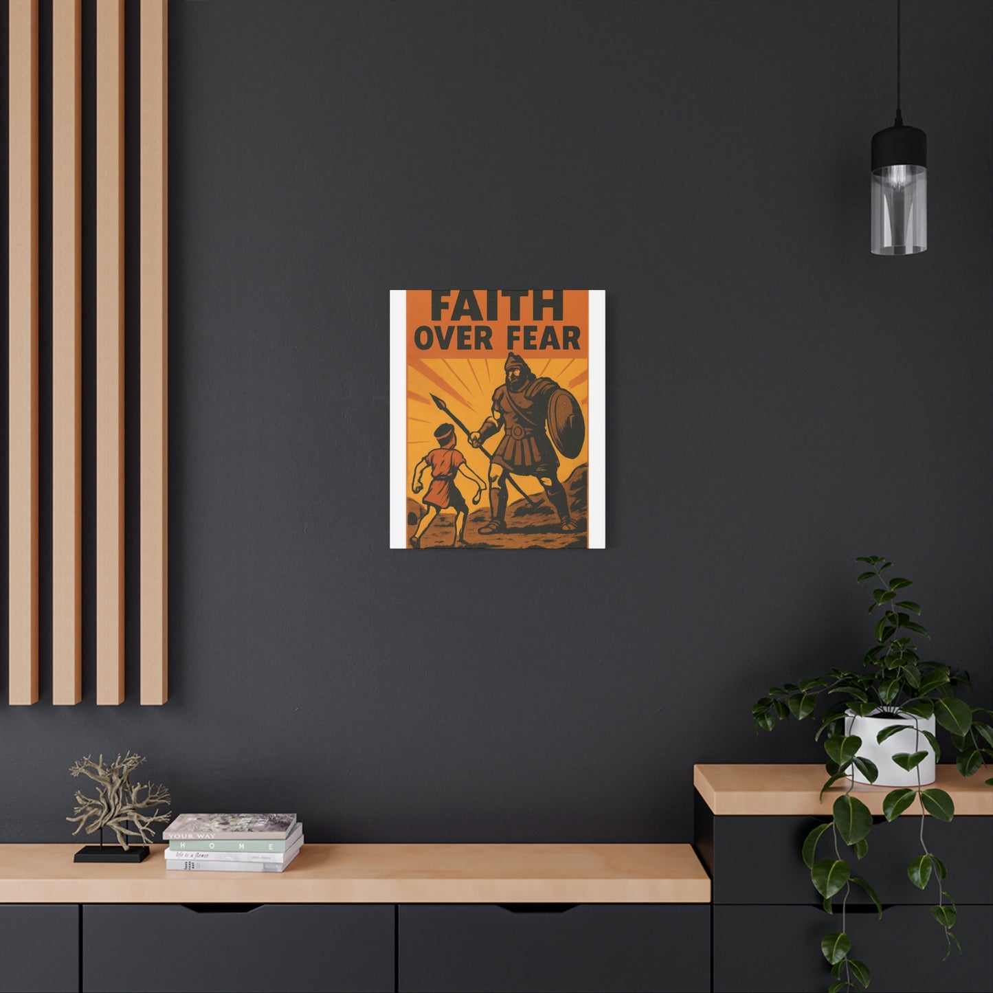 David and Goliath Wall Art | Faith Over Fear Christian Poster.