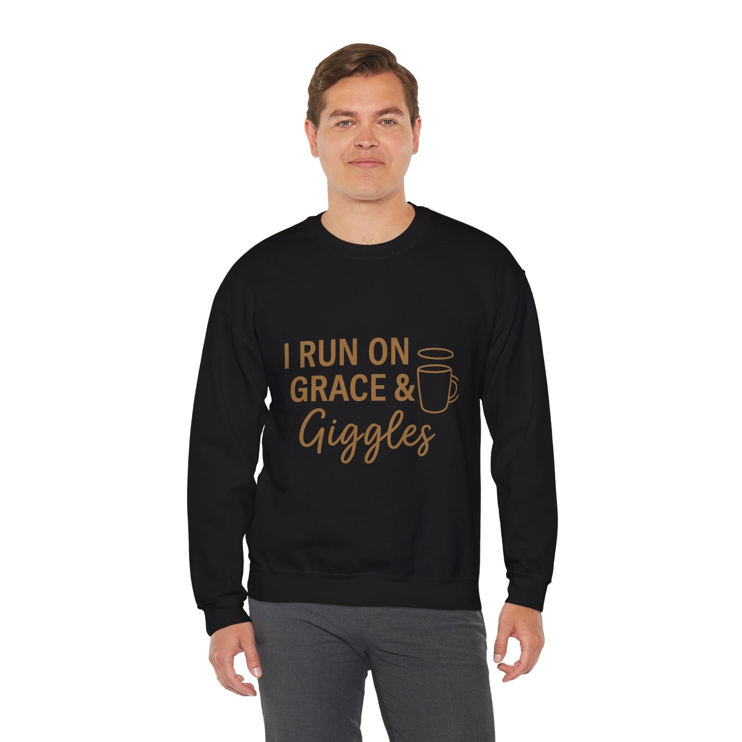 “I Run on Grace and Giggles Unisex Christian Sweatshirt”