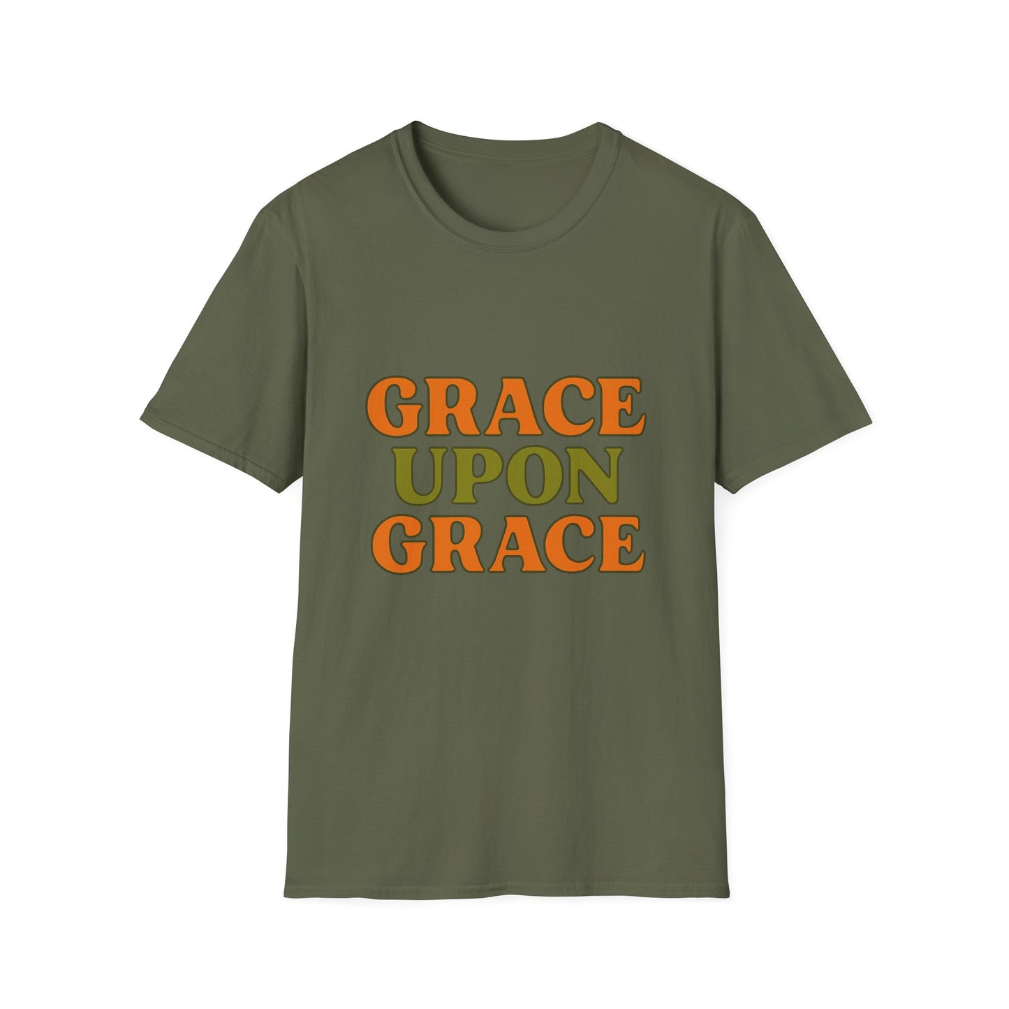 Grace Upon Grace Christian T-Shirt – Softstyle Jesus-Inspired Faith Tee for Women & Men.