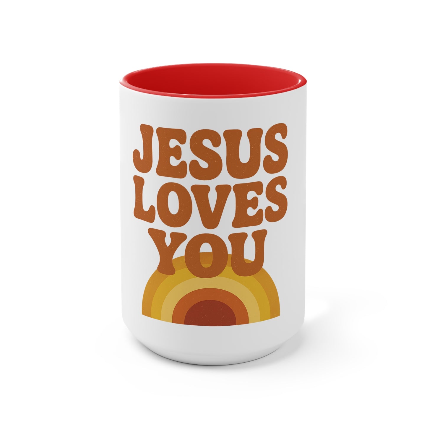 Retro Jesus Loves You Mug - Inspirational Coffee Cup, Gift for Friends, Faith-Based Decor, Christian Gifts, Pastel Pink Accent