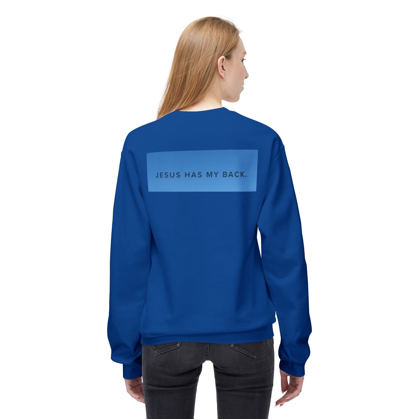 Faith-Inspired Soft Fleece Sweatshirt - Jesus Has My Back, Comfortable Crewneck, Inspirational Gift, Religious Apparel, Casual Wear, [...]