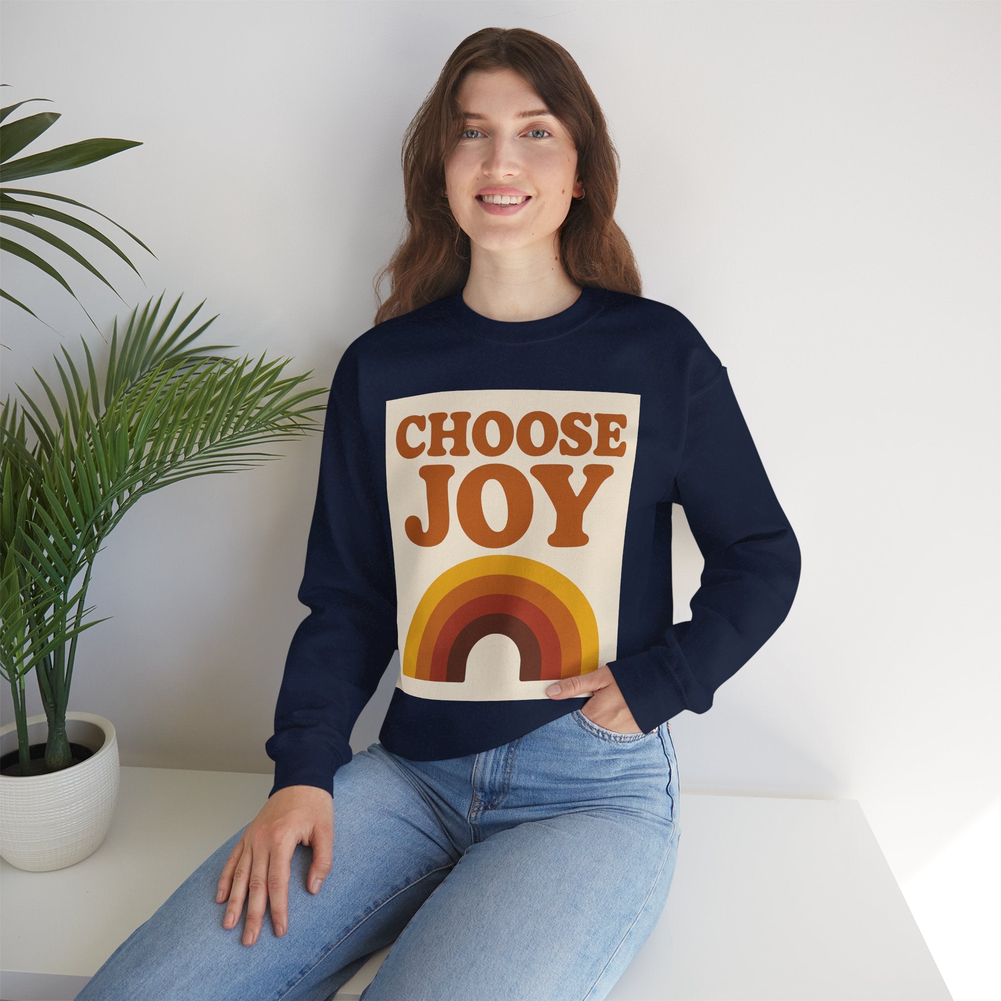 Choose Joy Rainbow Crewneck Sweatshirt, Unisex Sweatshirt, Motivational Gift, Cozy Layer, Fall Fashion, Positive Vibes