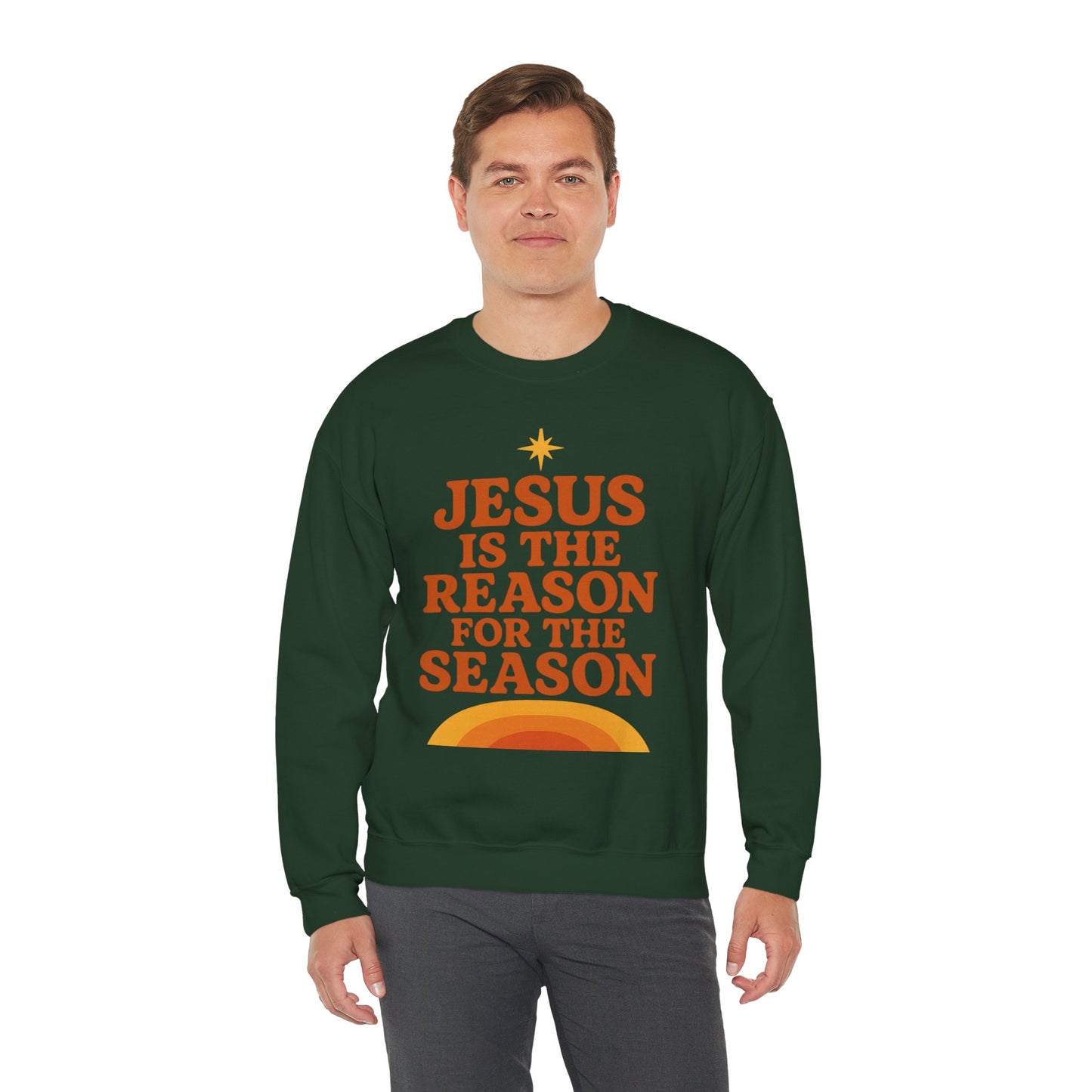 Jesus Is the Reason for the Season – Retro Unisex Christian Christmas Sweatshirt