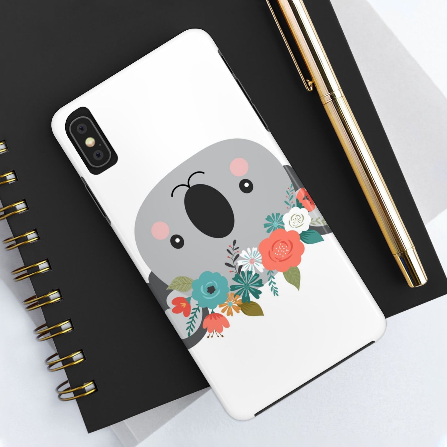 Cute Koala Floral Tough Phone Cases, Smartphone Protection, Nature Lover Gift, Animal Design, Koala Phone Cover