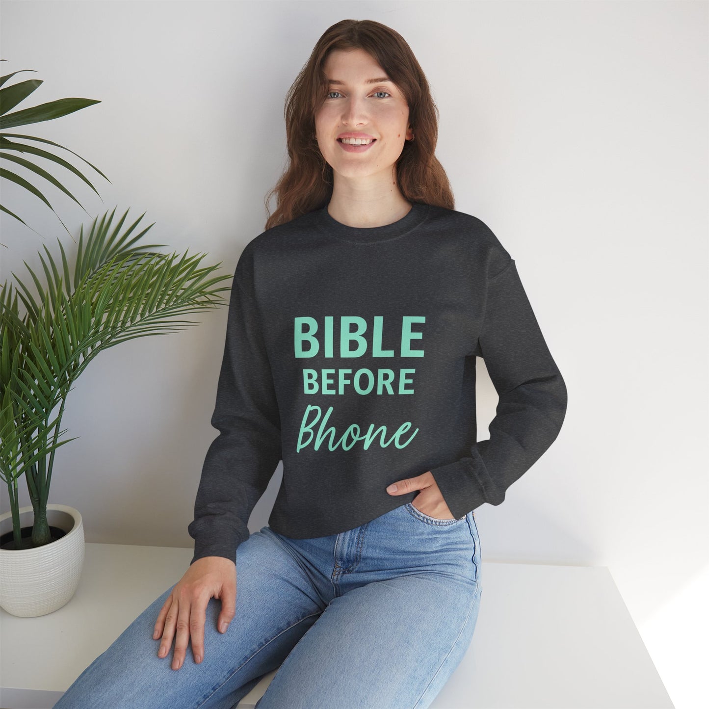 “Bible Before Phone Unisex Christian Sweatshirt”