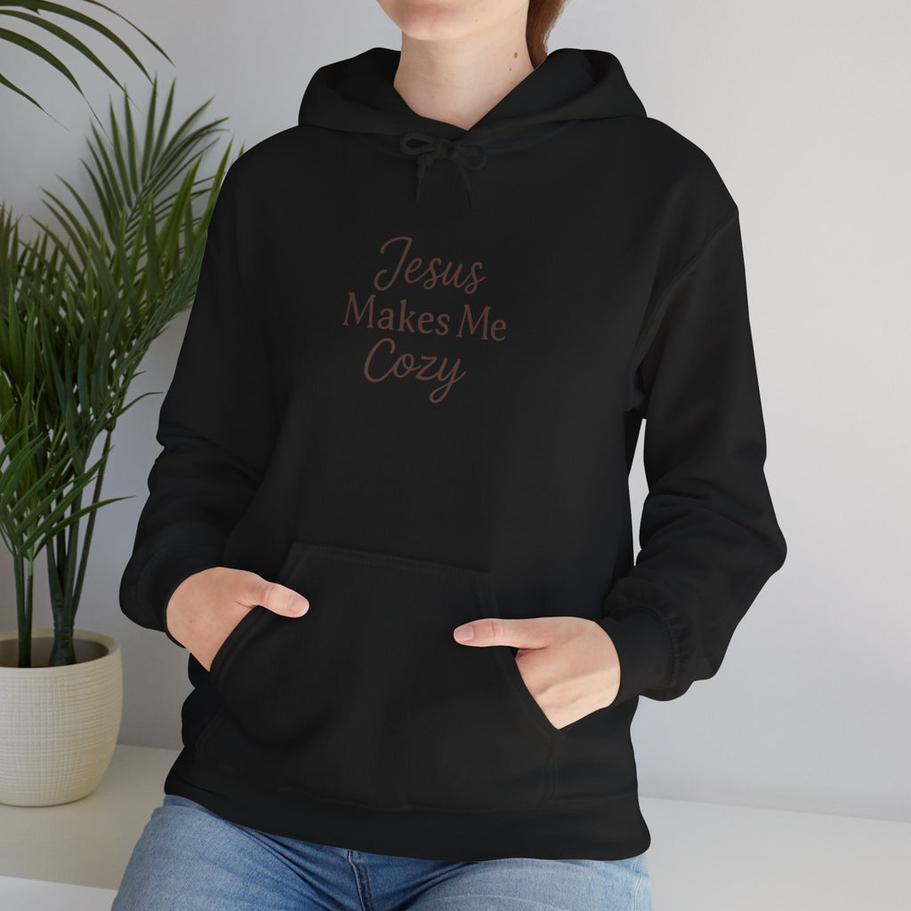 Jesus Makes Me Cozy Hooded Sweatshirt | Christian Faith Hoodie | Lexad Designs I Comfort Pullover