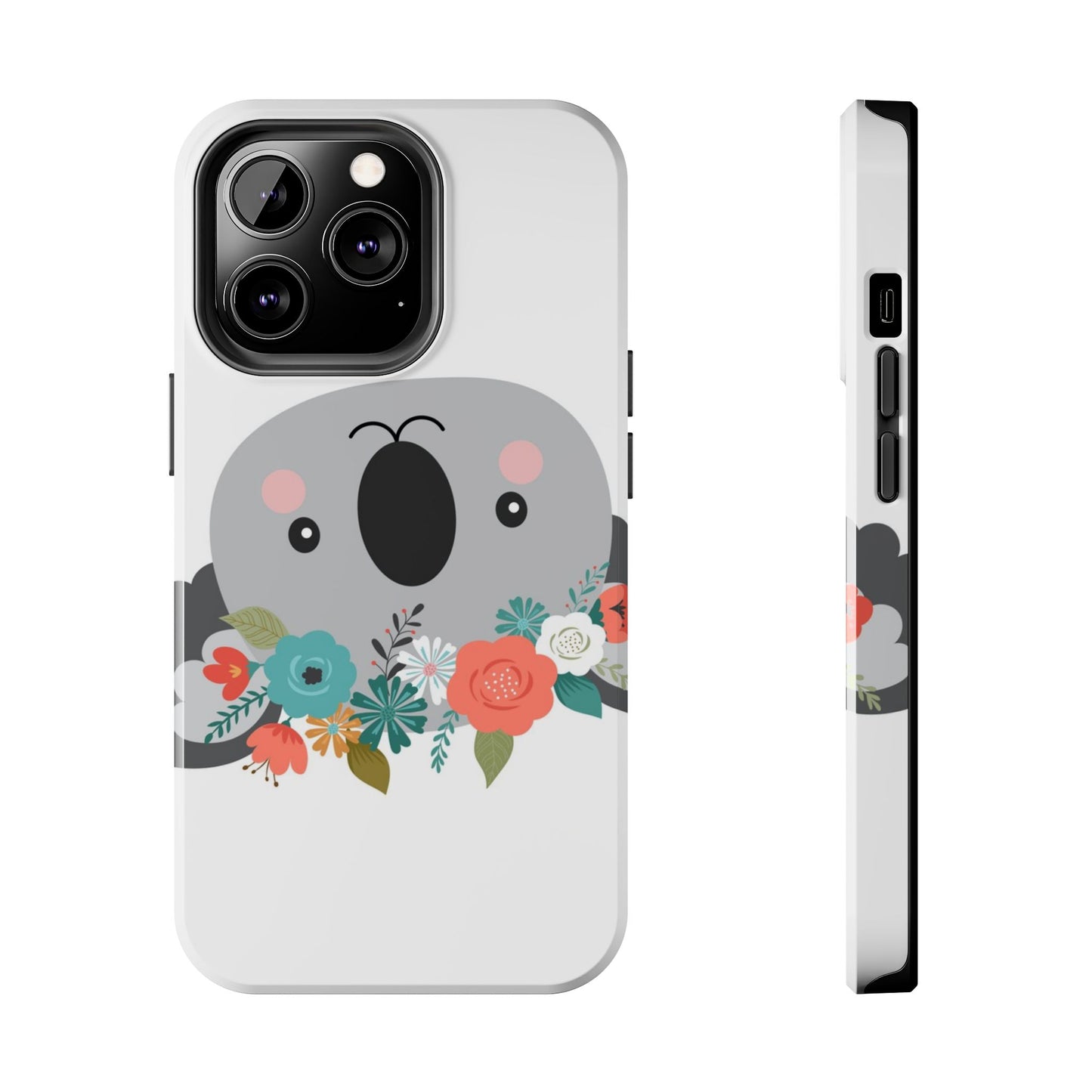 Cute Koala Floral Tough Phone Cases, Smartphone Protection, Nature Lover Gift, Animal Design, Koala Phone Cover