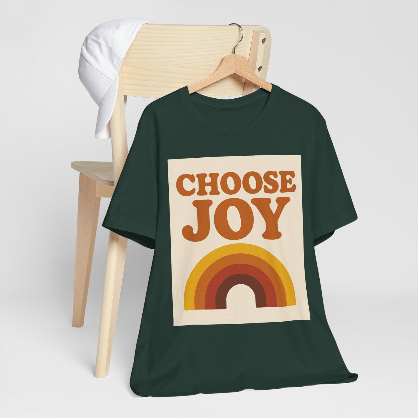Retro Rainbow Choose Joy Tee, Unisex T-Shirt, Positive Vibes Shirt, Gift for Her, Summer Clothing, Joyful Apparel