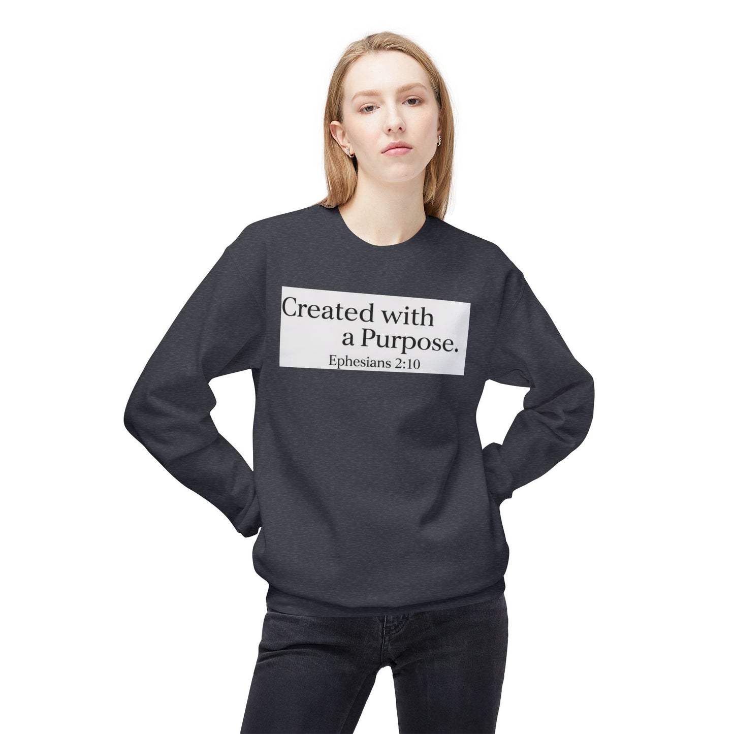 Unisex Inspirational Sweatshirt - Created with a Purpose, Ephesians 2:10, Cozy Gift for Faith Lovers, Casual Wear, Christian Apparel, [...]